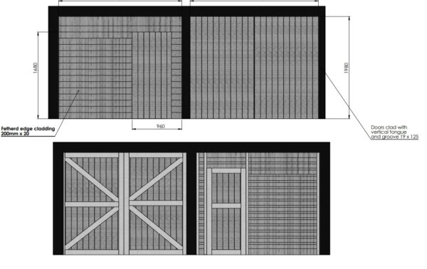 technical drawing of garage doors design